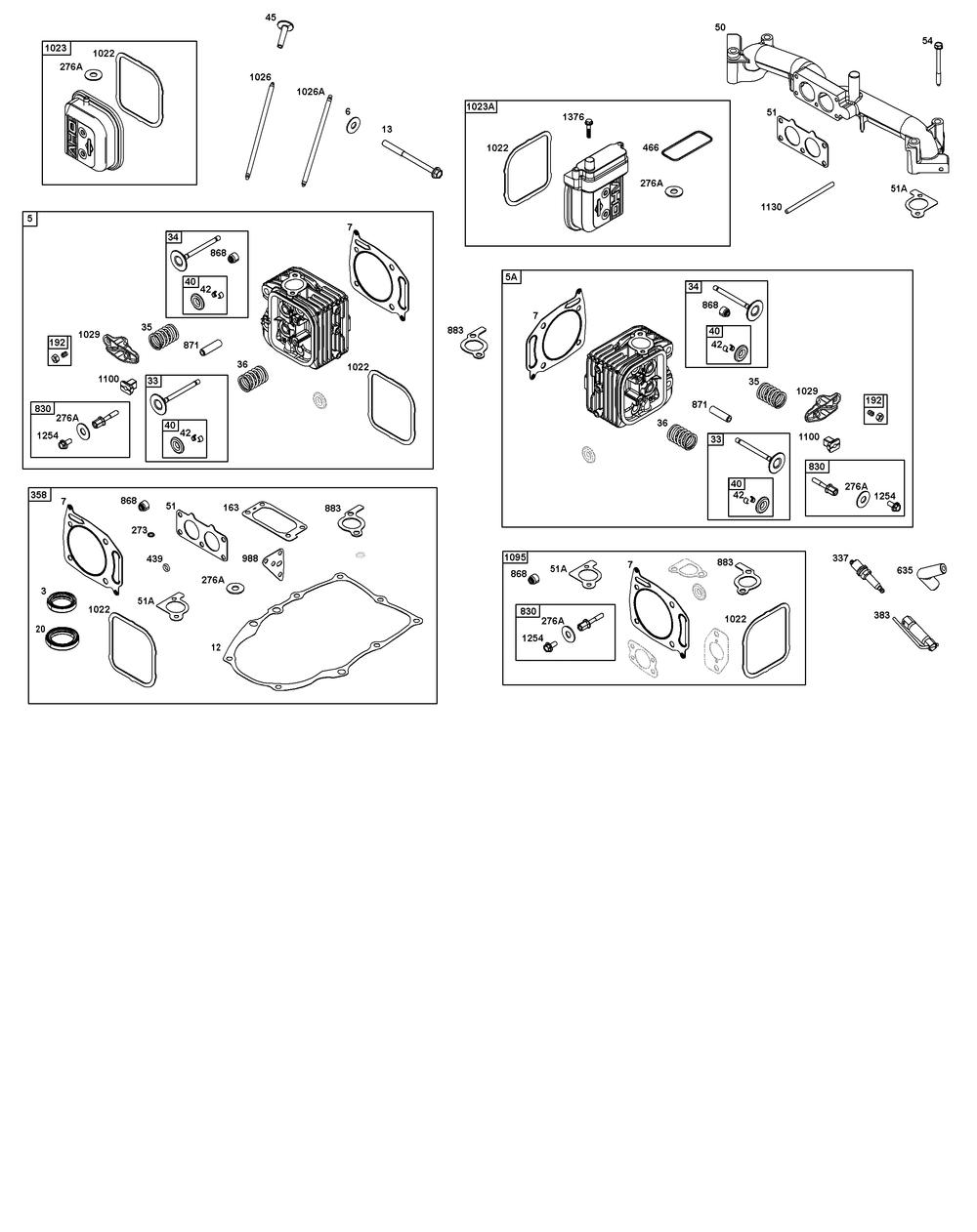 Cylinder Head Group Diagram and Parts List for 386777-0144-G1 200000 - 399999 Briggs and Stratton Engine